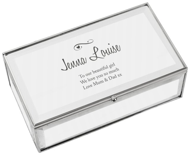 Personalised Message Swirls And Hearts Jewellery Box - image 1