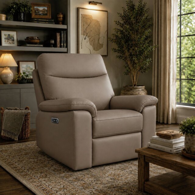 Aspire Toronto Leather Power Recliner Chair - Mushroom - image 1