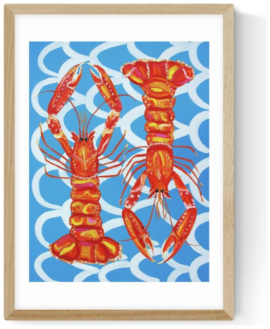 East End Prints Langoustines Oak Frame Art Print - A3 - image 1