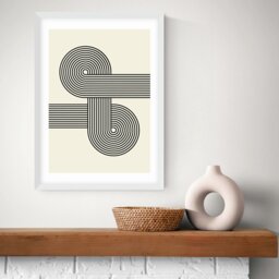 East End Prints Retro Waves White Frame Art Print - A2 - thumbnail 1