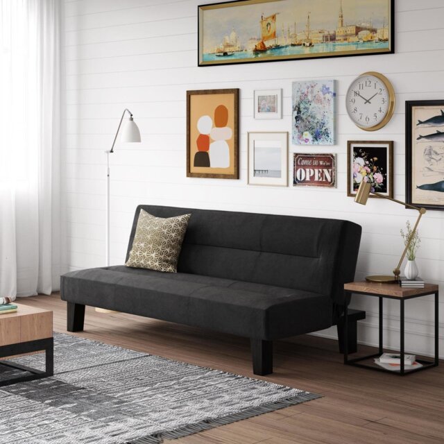 Dorel Kebo Velvet Clic Clac Sofa Bed - Black - image 1