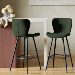 Habitat Etta Pair of Fabric Bar Stools - Green