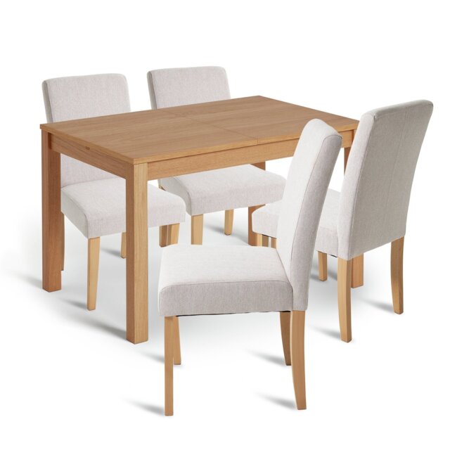 Habitat Clifton Extend Natural Dining Table & 4 Cream Chairs - image 1