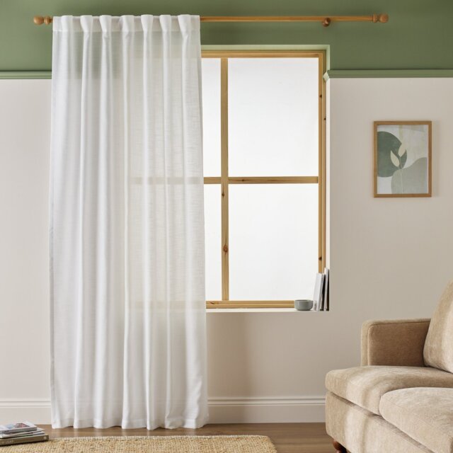 Argos Home Linen Effect Slot Top Voile Curtain - White - 140x183cm - image 1