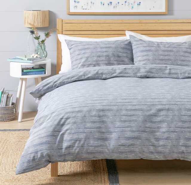 Habitat Stockholm Stripe Blue Bedding Set - Superking - image 1