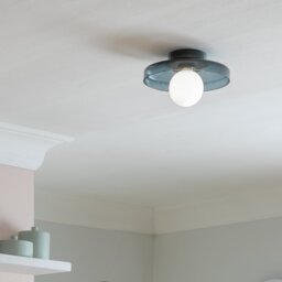Habitat Jonna Bathroom Flush Ceiling Light -Dark Blue &Glass - thumbnail 1