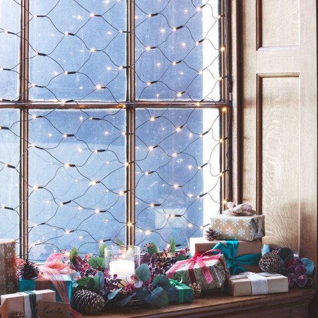Habitat 160 Warm White LED Christmas Window Net Lights - image 1