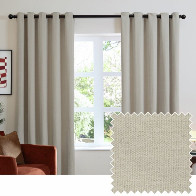 Furn Soft Chenille Blackout Eyelet Curtains - Natural - 229x137cm - image 1