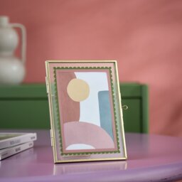 """Habitat Green & Pink Scallop Metal Picture Frame - 4x6"""""""