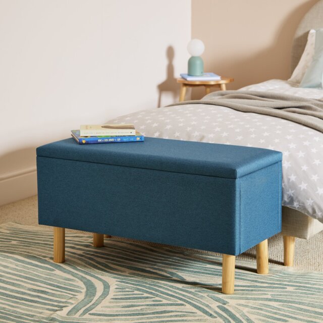 Habitat Olivia Large Ottoman Storage Box - Blue - image 1