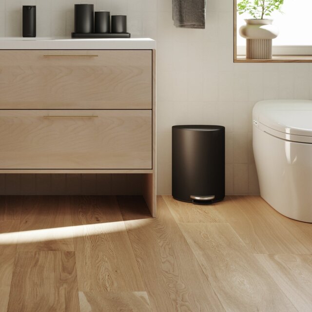 Simplehuman 6L Semi-Round Bathroom Pedal Bin - Black - image 1