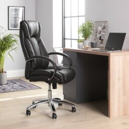 Argos Home Leather Mix Manager Office Chair - Black - thumbnail 2