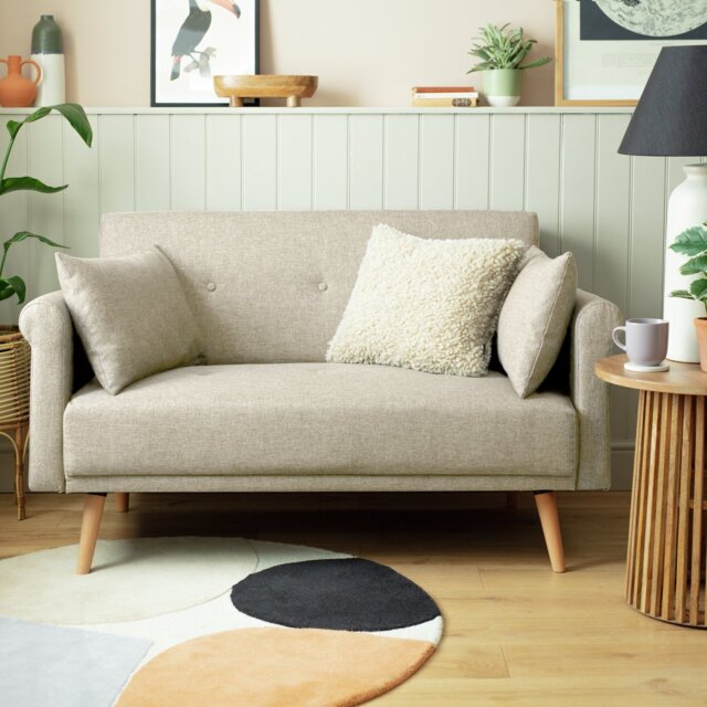 Argos Home Evie Fabric 2 Seater Sofa - Natural - image 1