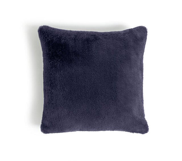 Habitat Plain Faux Fur Cushion - Navy - 43x43cm - image 1