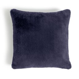 Habitat Plain Faux Fur Cushion - Navy - 43x43cm - thumbnail 2