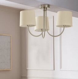 Argos Home 3 Light Flush Ceiling Light - Natural & Chrome - thumbnail 1
