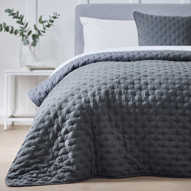 Argos Home Pinsonic Bedspread - Charcoal - 200x220cm - image 1