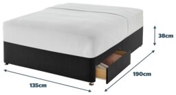 Silentnight Double 2 Drawer Divan Bed Base - Charcoal - thumbnail 2