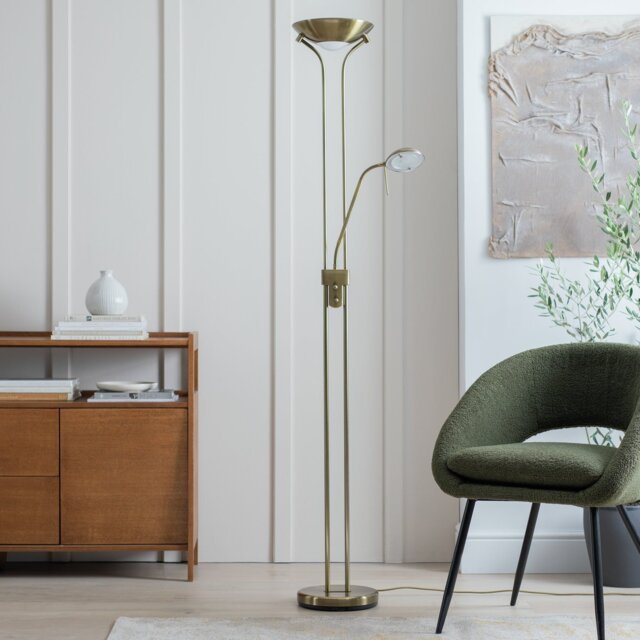 Argos Home Father&Child Uplighter Floor Lamp - Antique Brass - image 1