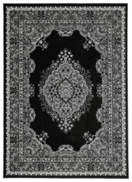 Homemaker Bukhura Traditional Black Cut Pile Rug - 200x290cm - thumbnail 1