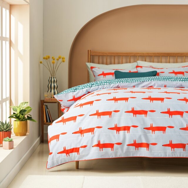 Habitat x Scion Cotton Mr Fox Light Blue Bedding Set - King - image 1