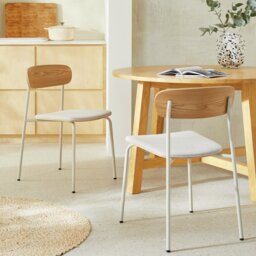 Habitat Gako Pair of Fabric Dining Chairs - Natural - thumbnail 1