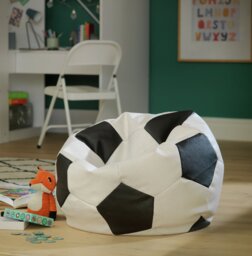 Kaikoo XL Faux Leather Black & White Football Bean Bag - thumbnail 1