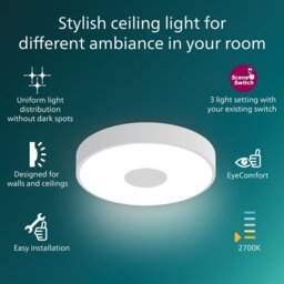 Philips Coiner Metal LED Ceiling Light - White - thumbnail 2