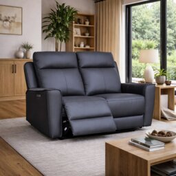 Aspire Elmhurst Leather 2 Seater Power Recliner Sofa - Charcoal - thumbnail 2