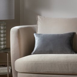 Habitat Velvet Oblong Cushion - Grey - 30x50cm - thumbnail 1