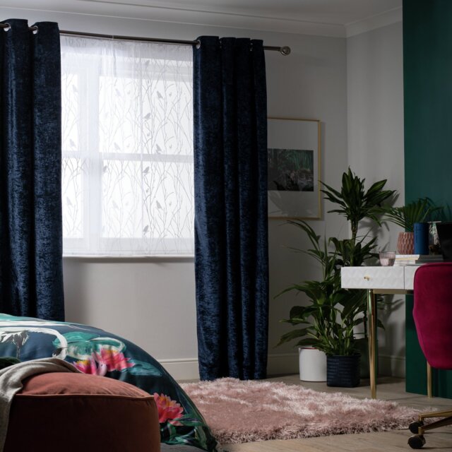 Habitat Bird Net Pencil Pleat Curtains - White - 240x91cm - image 1
