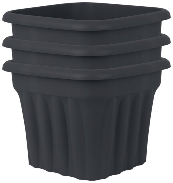 Wham 40cm Square Vista Plastic Planter - Set of 3, Slate - image 1