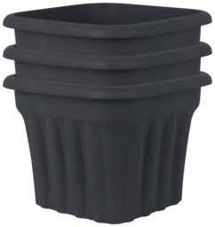 Wham 40cm Square Vista Plastic Planter - Set of 3, Slate