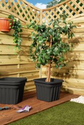 Wham 40cm Square Vista Plastic Planter - Set of 3, Slate - thumbnail 2