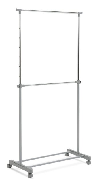 Argos Home Double Clothes Rail - Grey And Chrome - image 1