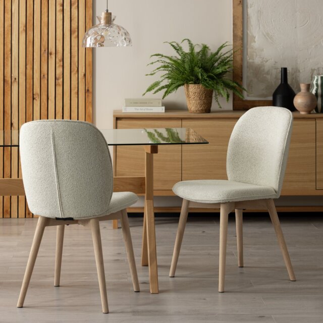 Habitat Laurel Pair of Fabric Dining Chairs - Cream - image 1