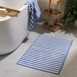 Habitat Blue Stripe Bath Mat - thumbnail 2