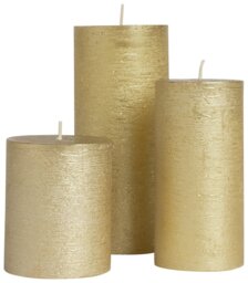 Argos Home Large Pillar Candle Set - Gold - Pack of 3 - thumbnail 1