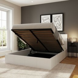 GFW End Lift Small Double Ottoman Bed with Mattress - White - thumbnail 2