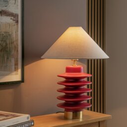 Habitat Emir Totum Mango Wood Base Only Table Lamp - Red - thumbnail 2