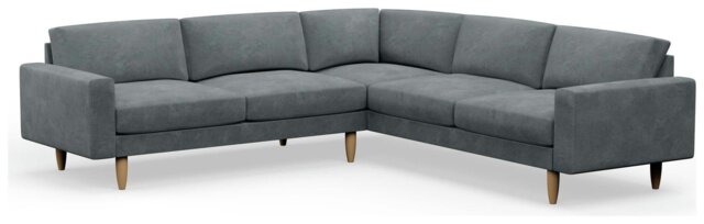 Hutch Velvet Block Arm 7 Corner Seater Sofa - Slate Grey - image 1