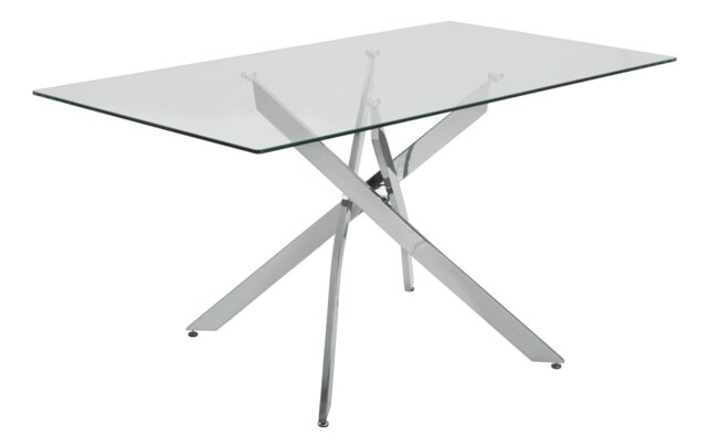 Argos Home Blake Glass 6 Seater Dining Table - Chrome - image 1