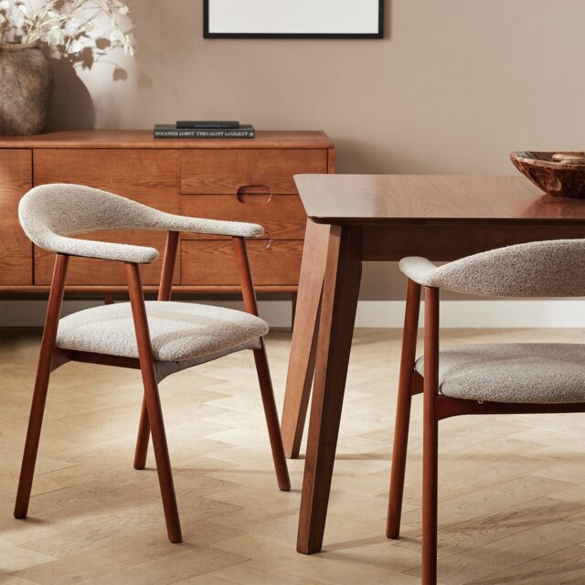 Habitat Lex Pair of Fabric Dining Chairs- Walnut - image 1