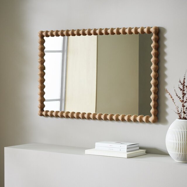 Habitat Bobbin Stained Wooden Wall Mirror - 90x56cm - image 1