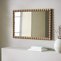Habitat Bobbin Stained Wooden Wall Mirror - 90x56cm - thumbnail 1