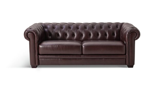 Habitat Chesterfield Leather 3 Seater Sofa - Chocolate - image 1