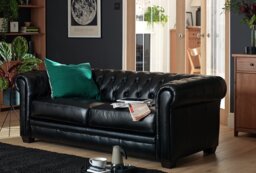 Habitat Chesterfield Leather 3 Seater Sofa - Chocolate - thumbnail 2
