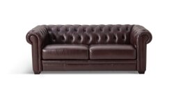 Habitat Chesterfield Leather 3 Seater Sofa - Chocolate - thumbnail 1