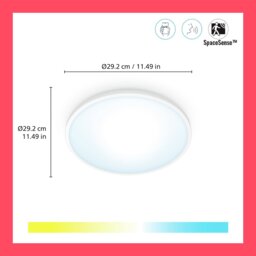 WiZ Superslim Metal LED Smart Flush Ceiling Light - White - thumbnail 2