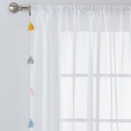Argos Home Brights Tassel  Voile Curtain - White -145x229cm - thumbnail 2